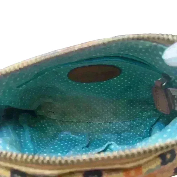 Fossil Crossbody Bag Fabric Canvas Multicolor Floral Leather Trim - Picture 6 of 9